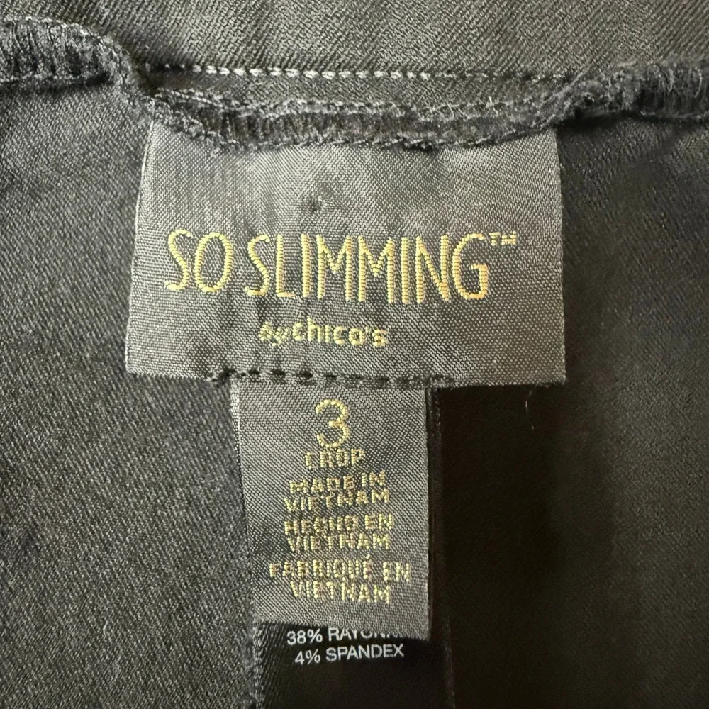 Chicos So Slimming Crop Pants 3 Womens 16 Black Pull On Stretch Tummy Control